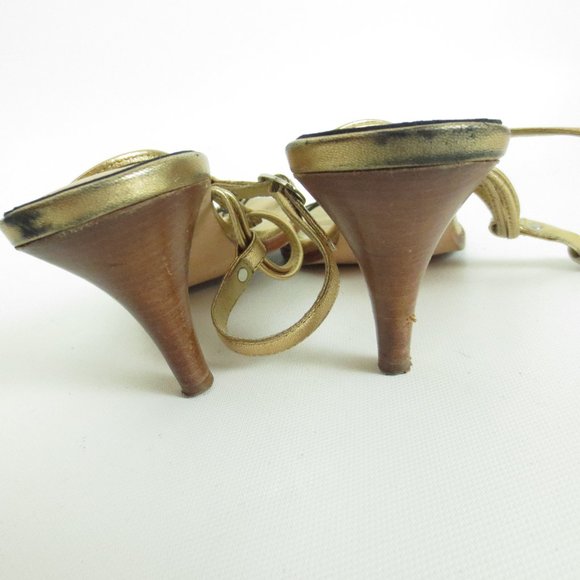 MICHAEL KORS Gold Heels Shoes Strappy - Picture 3 of 4
